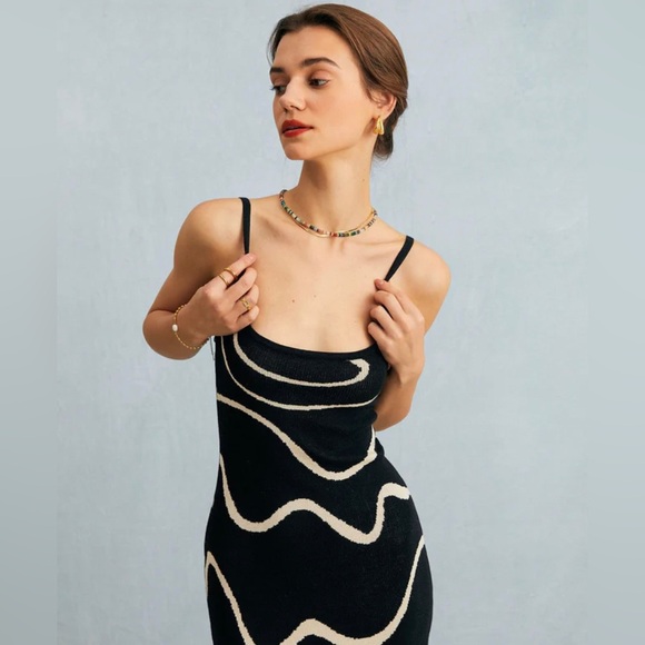 NWT The Black Wave Mermaid Hem Knit Midi Dress - Picture 2 of 9